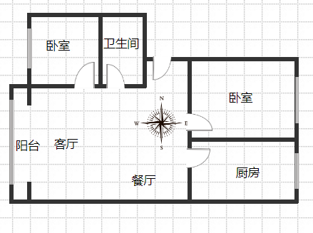 惠友橙园2室2厅1卫户型图