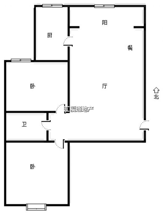 翡翠城（涿郡东区）2室2厅1卫户型图