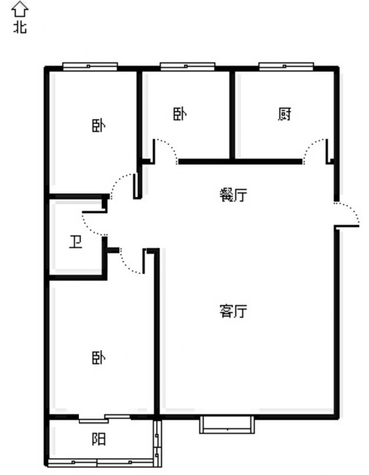 名流枫景洋房2室2厅1卫户型图