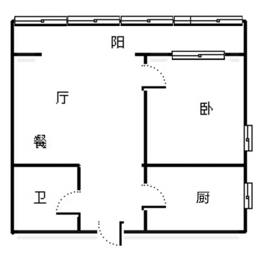 汇元国际1室1厅1卫户型图