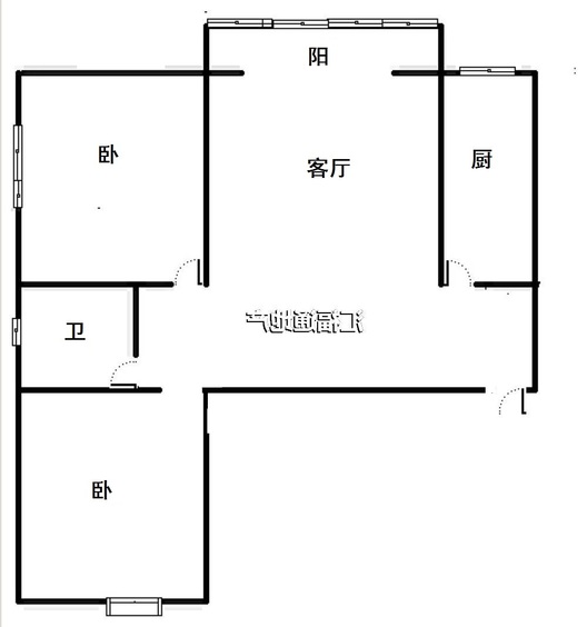翡翠城（涿郡东区）2室2厅1卫户型图