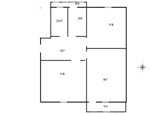 县府小区2室2厅1卫户型图