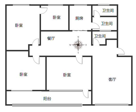 华阳建行小区4室2厅2卫户型图