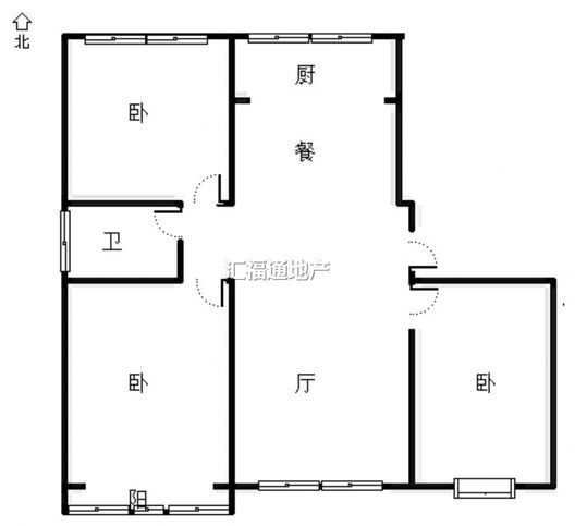 金品时代3室2厅1卫户型图