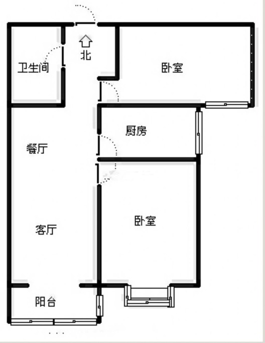 水岸花城2室2厅1卫户型图