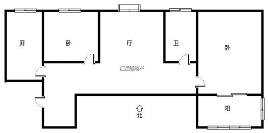 汇元新天地2室1厅1卫户型图