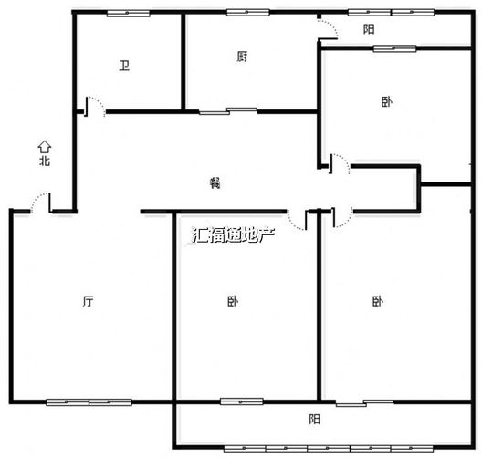 涿州市医院家属院3室2厅1卫户型图