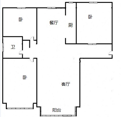 香邑溪谷玫瑰园3室2厅1卫户型图