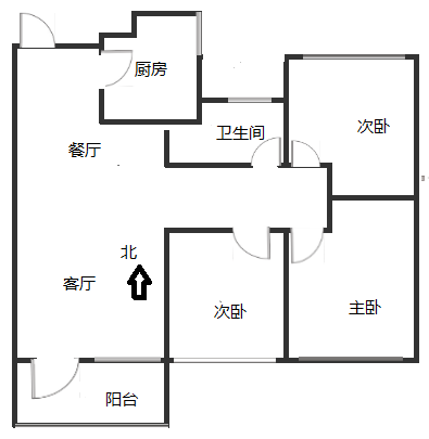 中冶未来城3室1厅1卫户型图