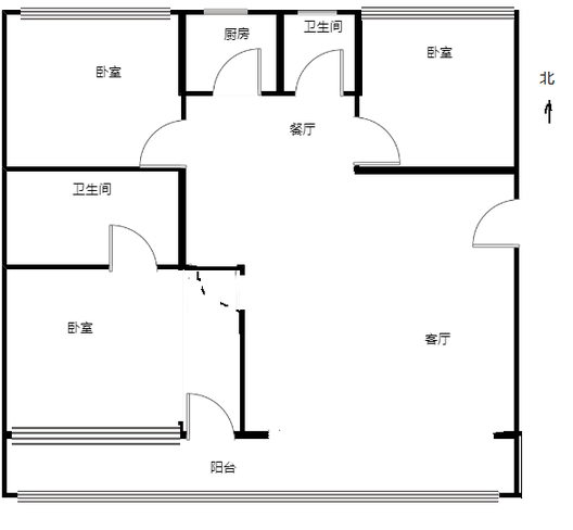 武装部小区3室2厅1卫户型图