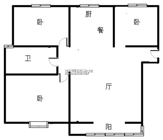 润卓天伦湾3室2厅1卫户型图