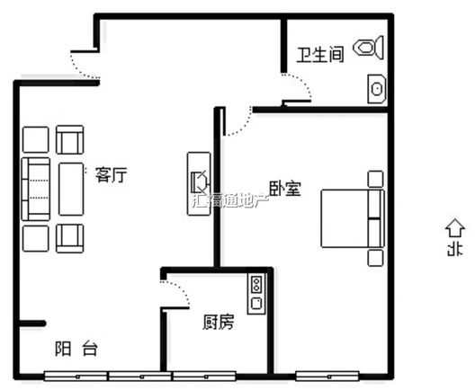 鸿盛凯旋门1室1厅1卫户型图