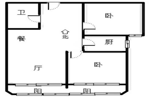 北京城建德信御府2室2厅1卫户型图