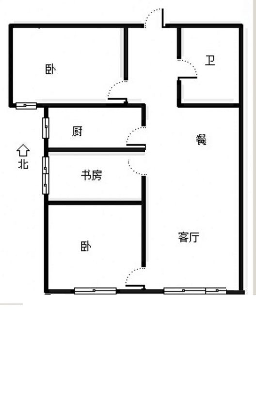 鸿坤理想湾3室2厅1卫户型图