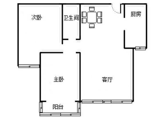 华阳风景小区2室2厅1卫户型图