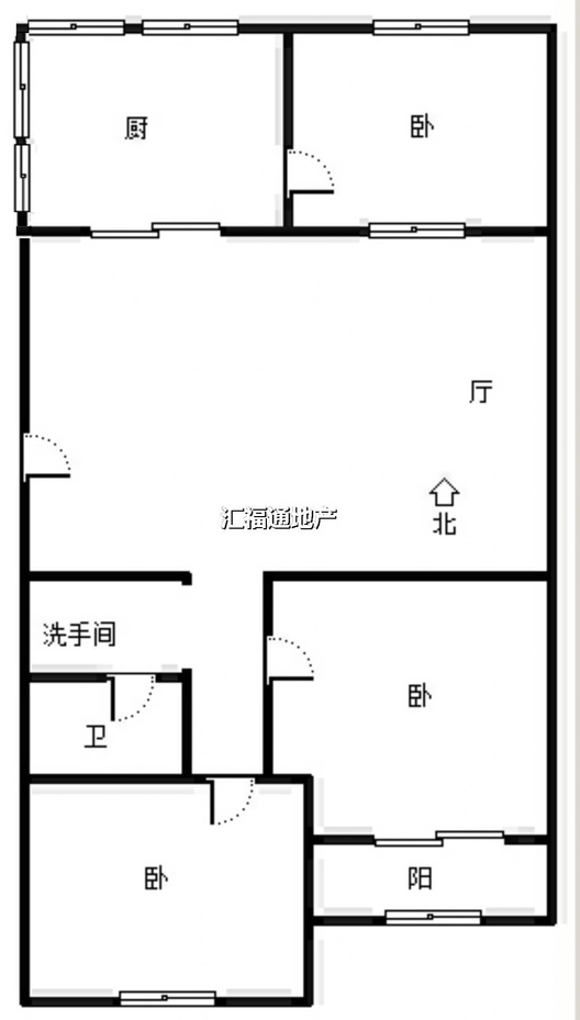 华北铝业生活小区（北院）3室1厅1卫户型图