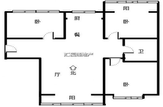 惠友万悦城3室2厅1卫户型图
