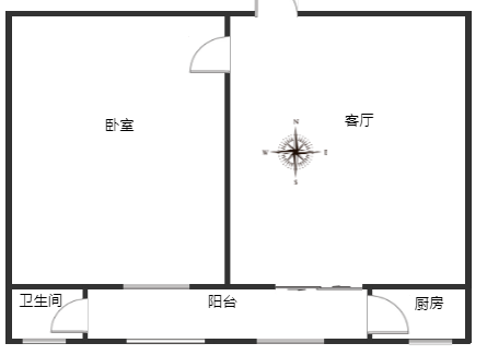 天龙小区（一期）1室1厅1卫户型图