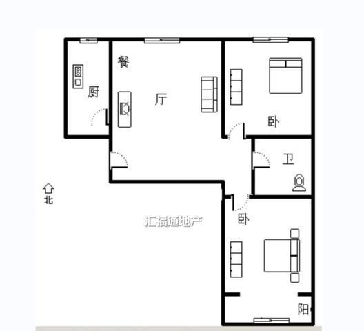 翔天万和城2室1厅1卫户型图
