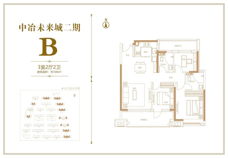 中冶未来城二期三居B户型108平米