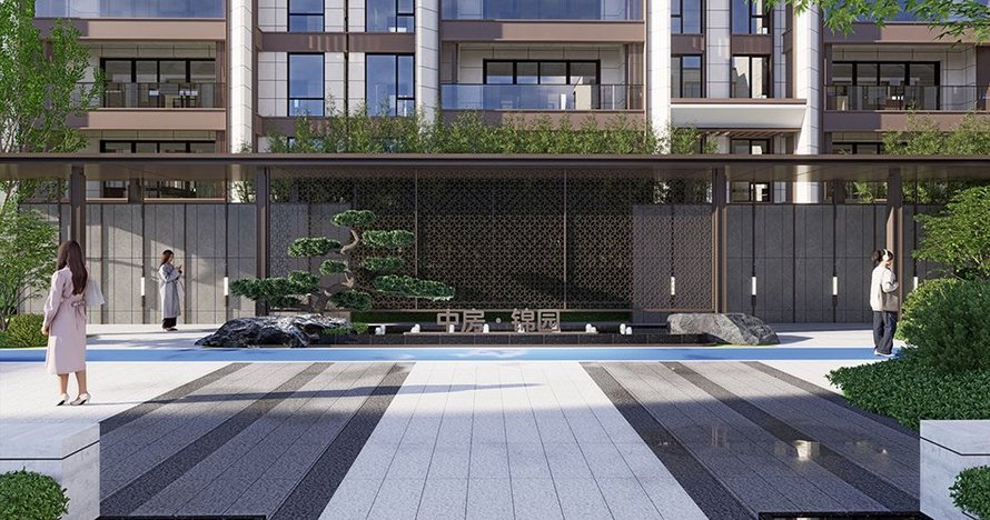 万达中房锦园前广场效果图