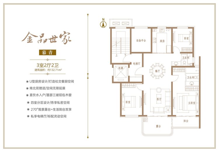 金品世家慕青132.71平米户型图