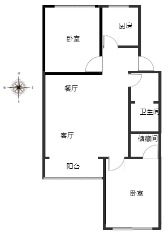 名流枫景五期2室2厅1卫户型图