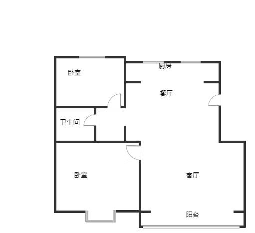 天地新城2室2厅1卫户型图