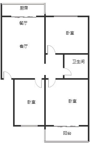 天龙小区（一期）3室2厅1卫户型图