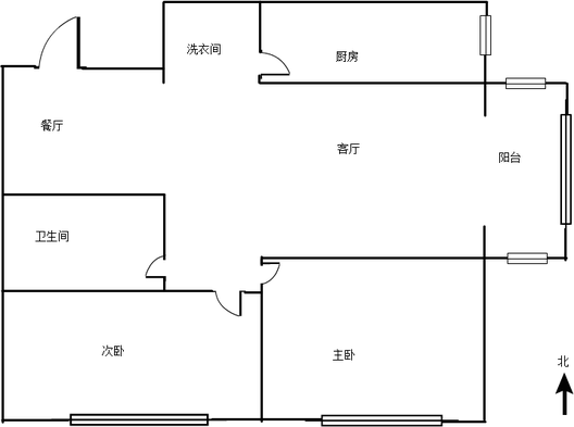 新加坡花园2室2厅1卫户型图