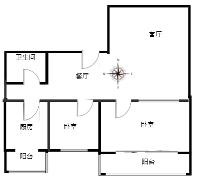 汇元尚品2室2厅1卫户型图