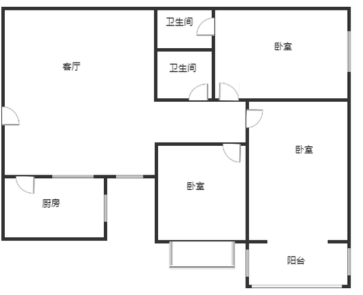 天保郦景3室2厅2卫户型图