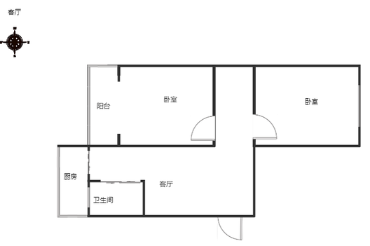 华北铝业生活小区（北院）2室1厅1卫户型图