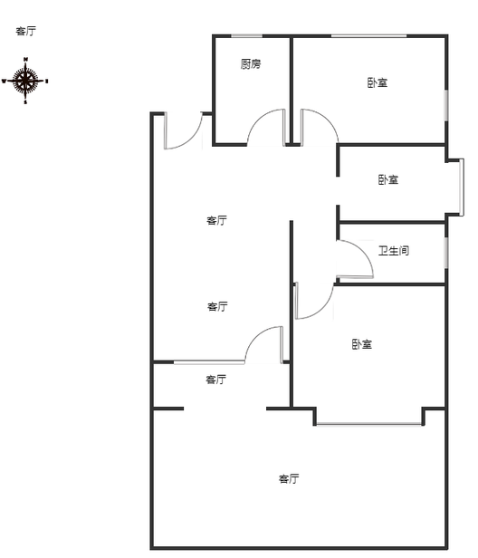 桃源新都孔雀城3室2厅1卫户型图