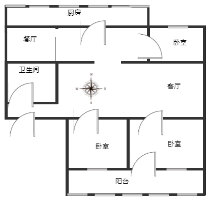 兴泰小区3室2厅1卫户型图
