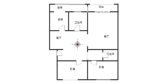 石油公司家属院2室2厅2卫户型图