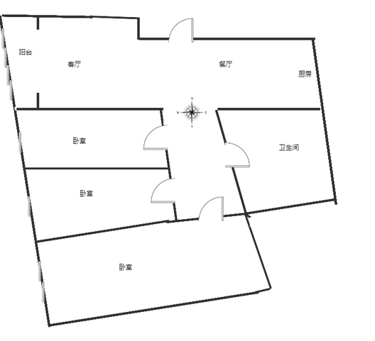 东方家园3室2厅1卫户型图
