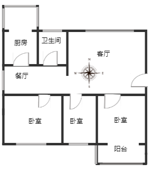 范阳小区3室2厅1卫户型图