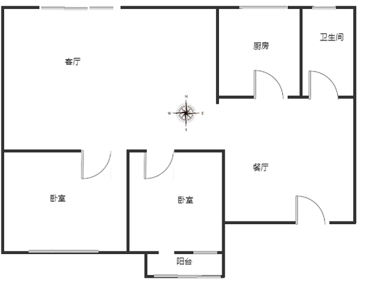 怡海嘉园2室2厅1卫户型图