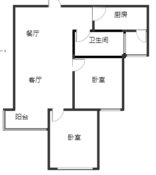 天伦湾一期2室2厅1卫户型图