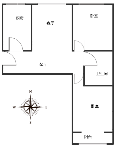 君临天下御景园2室2厅1卫户型图