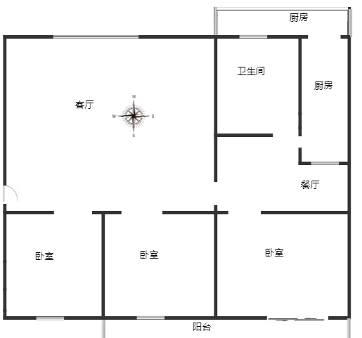 金正小区3室2厅1卫户型图