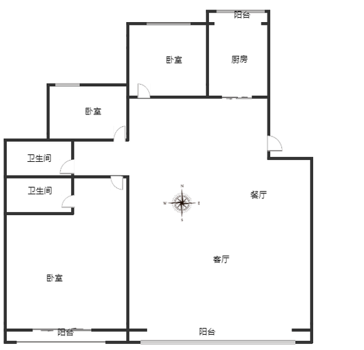 矿山局家属楼南院3室2厅2卫户型图