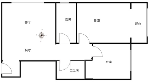 新府百合2室2厅1卫户型图