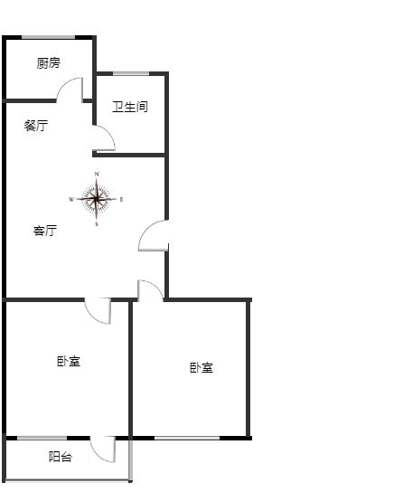 邱庄居民小区2室2厅1卫户型图