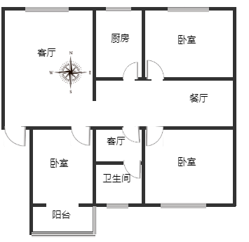 北新家园（锦绣范阳）3室2厅1卫户型图