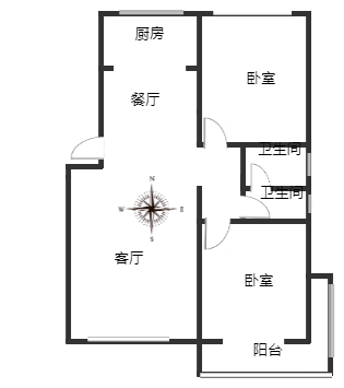 宏远景园2室2厅1卫户型图
