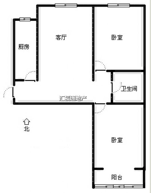 水岸花城2室2厅1卫户型图