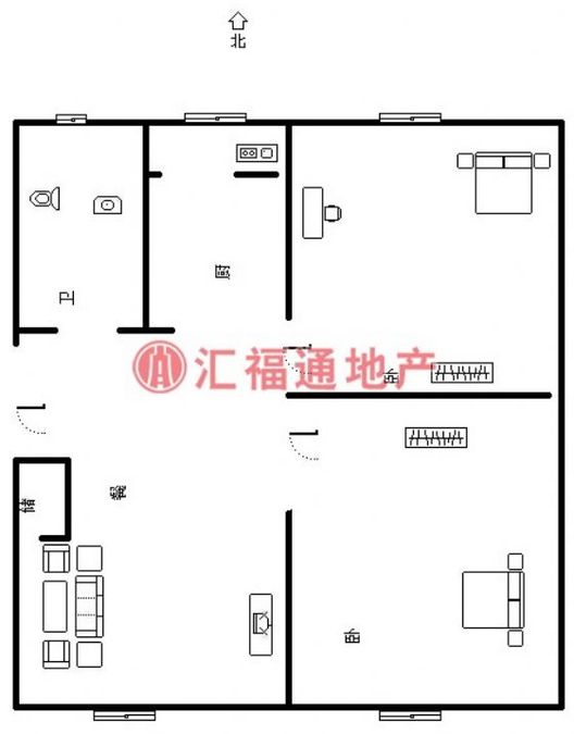 金属器件厂住宅小区3室1厅1卫户型图