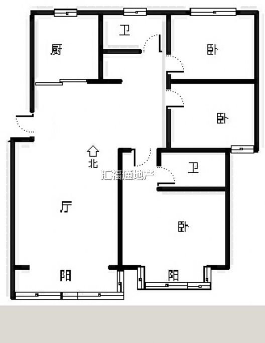 水岸花城3室2厅1卫户型图